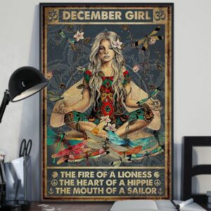 Yoga December Girl The Fire Of A Lioness The Heart Of Hippie Poster Poster Canvas 3