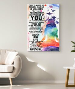 Yoga Girl Meditation Girl Today is a Good Day Motivational Watercolor Art Poster Canvas 1