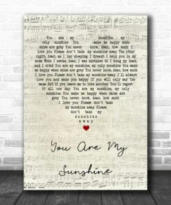 You Are My Sunshine Script Heart Song Quote Poster Canvas 1