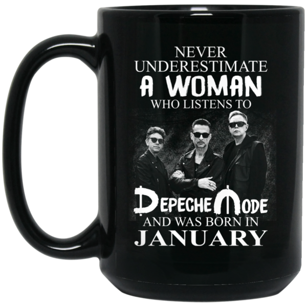 A Woman Who Listens To Depeche Mode And Was Born In January Mug Shirt Sweatshirt Long Sleeve Hoodie Tank Mug