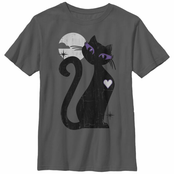 Boy’s Lost Gods Halloween Full Moon Cat Heart T-Shirt