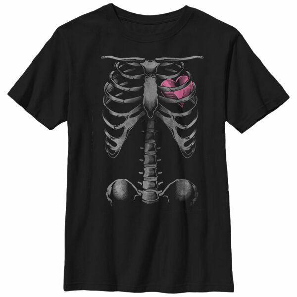 Boy’s Lost Gods Halloween Skeleton Rib Cage Heart T-Shirt