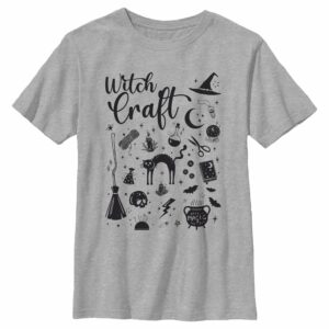 Boy’s Lost Gods Halloween Witchcraft Necessities Black and White T-Shirt