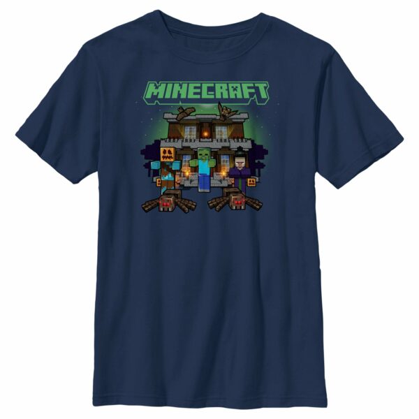 Boy’s Minecraft Halloween Creeper Haunted House T-Shirt