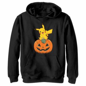 Boy’s Pokemon Halloween Jack-O’-Lantern Pikachu Pull Over Hoodie