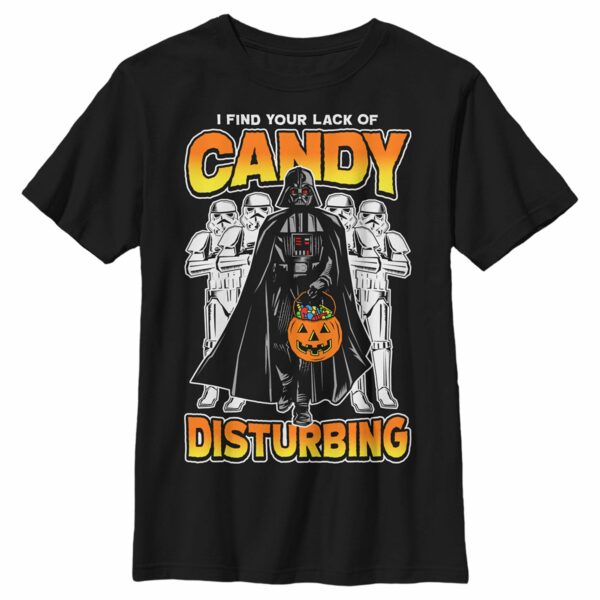 Boy’s Star Wars A New Hope Halloween Darth Vader and Stormtroopers I Find Your Lack of Candy Disturbing T-Shirt