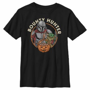 Boy’s Star Wars The Mandalorian Halloween Candy Bounty Hunter Din Djarin and Grogu T-Shirt