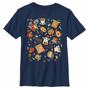 Boy’s Star Wars The Mandalorian Halloween Candy Collage T-Shirt