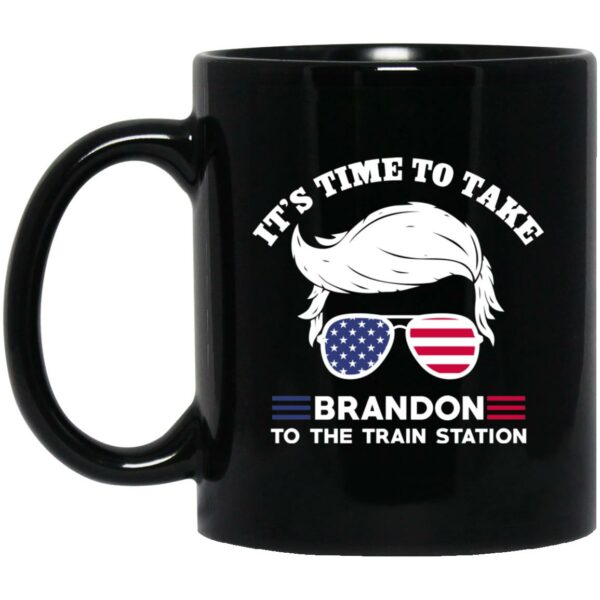 Donald Trump With American Flag Glasses It’s Time To Take Brandon To The Train Station 2024 Mug Shirt Sweatshirt Long Sleeve Hoodie Tank Mug