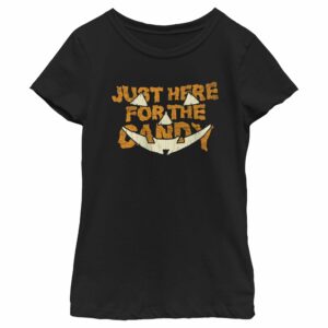 Girl’s Lost Gods Halloween Just Here for the Candy Jack-O’-Lantern T-Shirt