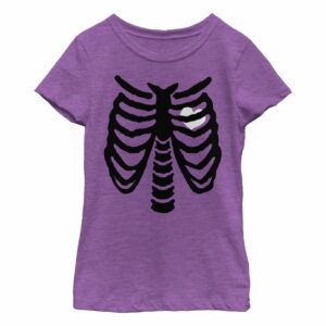 Girl’s Lost Gods Halloween Skeleton Rib Cage Love T-Shirt