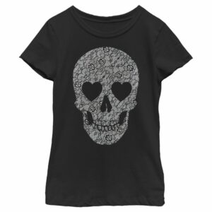 Girl’s Lost Gods Lace Print Heart Skull T-Shirt