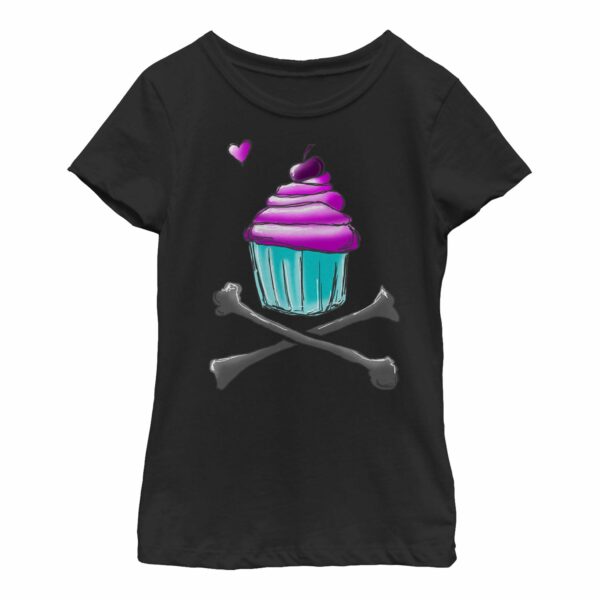 Girl’s Lost Gods Skull and Crossbones Cupcake T-Shirt