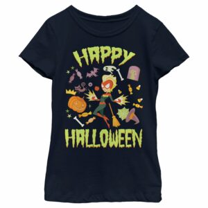 Girl’s Marvel Animated Captain Marvel Happy Halloween T-Shirt