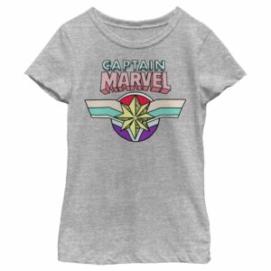 Girl’s Marvel Captain Marvel Rainbow Star Symbol T-Shirt