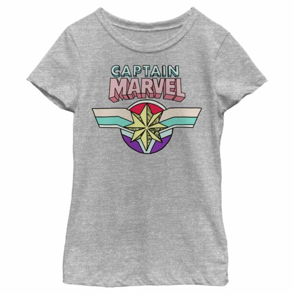 Girl’s Marvel Captain Marvel Rainbow Star Symbol T-Shirt