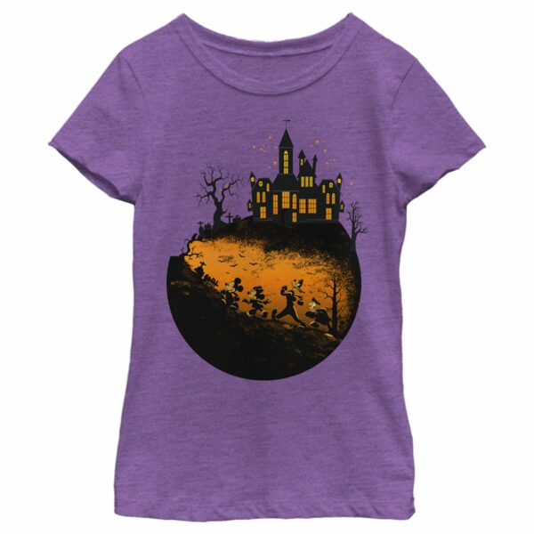 Girl’s Mickey & Friends Walking Towards Haunted Mansion T-Shirt