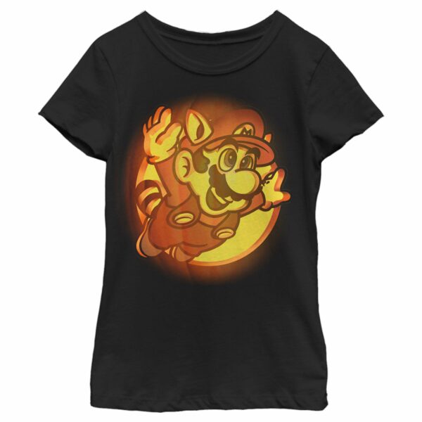 Girl’s Nintendo Super Mario Bros. 3 Raccoon Mario Jack-O’-Lantern T-Shirt