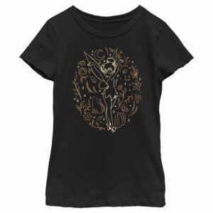 Girl’s Peter Pan Halloween Tinkerbell Line Art T-Shirt