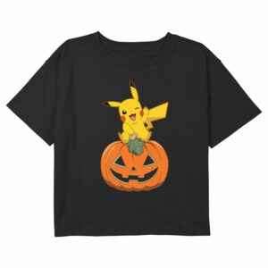 Girl’s Pokemon Halloween Jack-o’-Lantern Pikachu T-Shirt