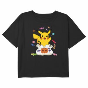 Girl’s Pokemon Halloween Pikachu Candy Bag T-Shirt