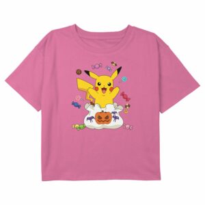 Girl’s Pokemon Halloween Pikachu Candy Pumpkin Bag T-Shirt