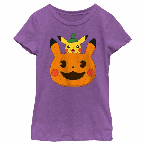 Girl’s Pokemon Halloween Pikachu Jack-O’-Lantern T-Shirt