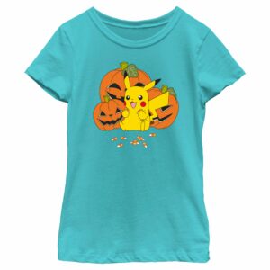 Girl’s Pokemon Halloween Pikachu Jack-O’-Lanterns T-Shirt