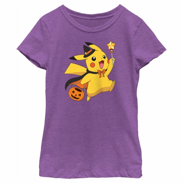 Girl’s Pokemon Halloween Pikachu Wizard Costume T-Shirt