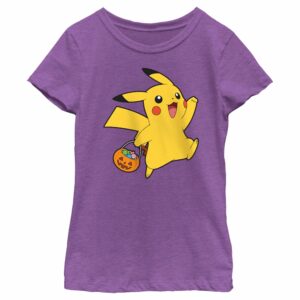 Girl’s Pokemon Halloween Trick-or-Treating Pikachu T-Shirt