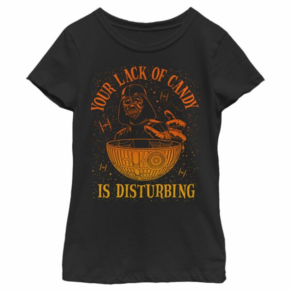 Girl’s Star Wars A New Hope Halloween Darth Vader and Death Star Your Lack of Candy is Disturbing T-Shirt