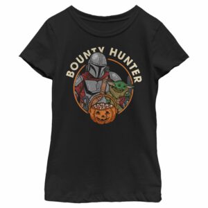 Girl’s Star Wars The Mandalorian Halloween Din Djarin Grogu Bounty Hunter Candy Distressed T-Shirt