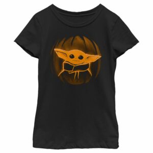 Girl’s Star Wars The Mandalorian Halloween Grogu Jack-O’-Lantern T-Shirt