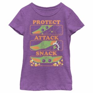 Girl’s Star Wars The Mandalorian Halloween Grogu Protect Attack Snack T-Shirt