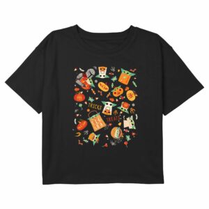 Girl’s Star Wars The Mandalorian Trick or Treat Grogu Collage T-Shirt