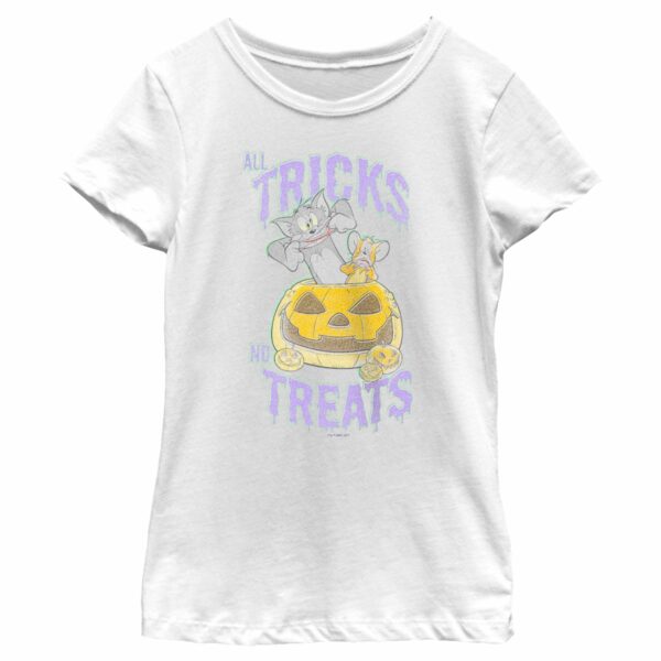 Girl’s Tom and Jerry All Tricks No Treats T-Shirt