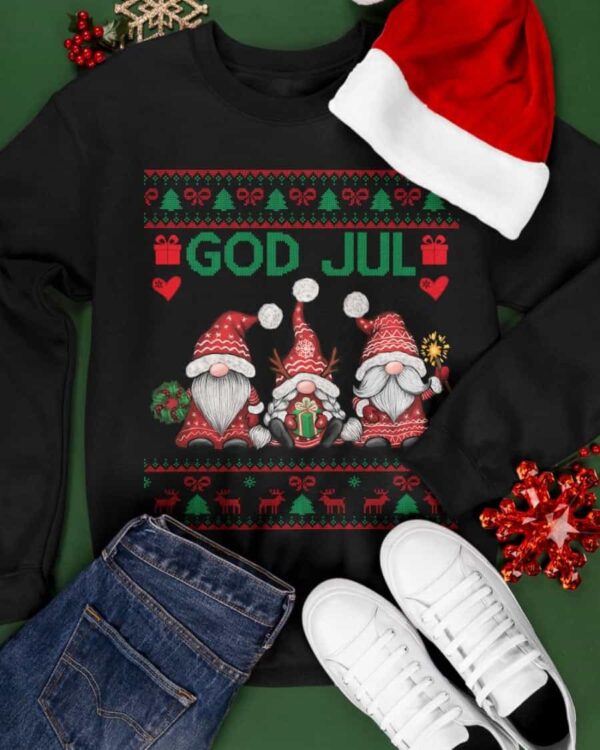 Gnome God Jul Christmas Sweatshirt