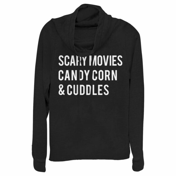 Junior’s CHIN UP Halloween Candy Corn and Cuddles Cowl Neck Sweatshirt