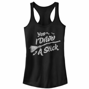 Junior’s CHIN UP Halloween Drive Stick Racerback Tank Top