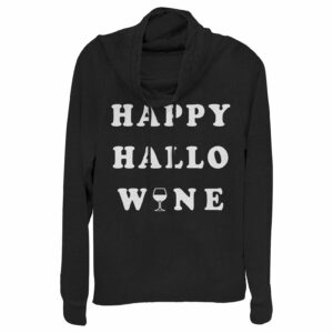 Junior’s CHIN UP Halloween Happy Wine Cowl Neck Sweatshirt