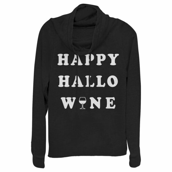 Junior’s CHIN UP Halloween Happy Wine Cowl Neck Sweatshirt