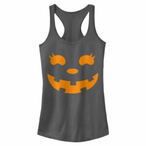 Junior’s CHIN UP Halloween Jack o’ Lantern Face Racerback Tank Top