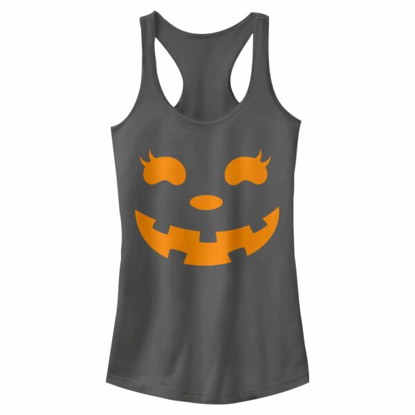 Junior’s CHIN UP Halloween Jack o’ Lantern Face Racerback Tank Top