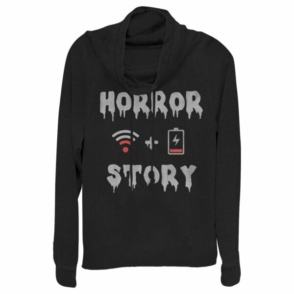 Junior’s CHIN UP Halloween WIFI Horror Story Cowl Neck Sweatshirt