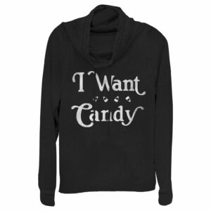 Junior’s CHIN UP Halloween Want Candy Cowl Neck Sweatshirt