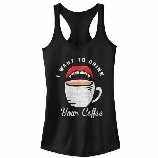 Junior’s CHIN UP Halloween Want Your Coffee Racerback Tank Top