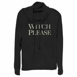 Junior’s CHIN UP Halloween Witch Please Text Cowl Neck Sweatshirt