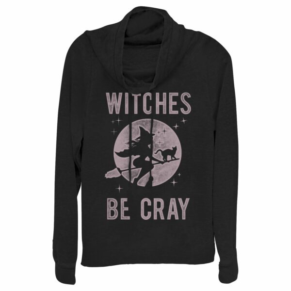 Junior’s CHIN UP Halloween Witches Be Cray Cowl Neck Sweatshirt