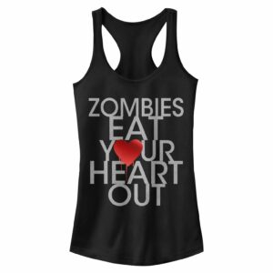 Junior’s CHIN UP Halloween Zombies Eat Heart Out Racerback Tank Top