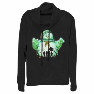 Junior’s Ghostbusters Halloween Stay Puft Marshmallow Man Cowl Neck Sweatshirt